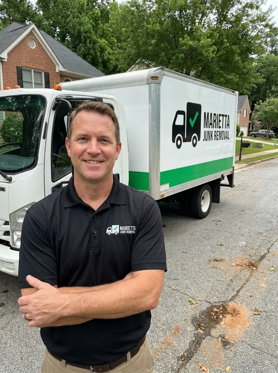 Completed junk removal job with a cleared space in Vinings, GA